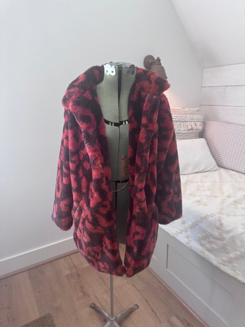 Democracy | Red Faux Fur Leopard Print Coat | S